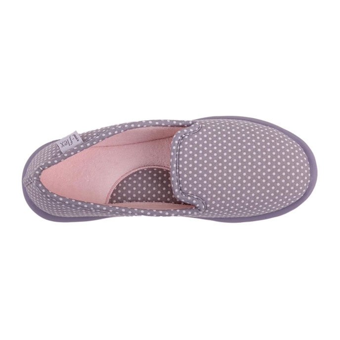 Isotoner Ladies iso-flex Spotted Fully Backed Slippers Grey Spot Extra Image 4